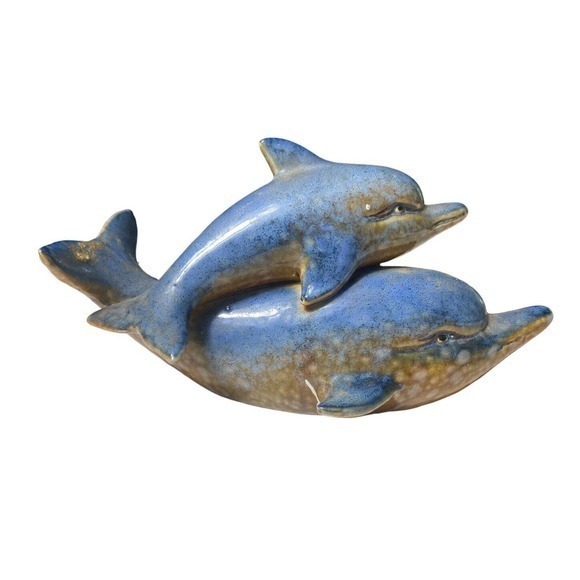 Pensacola Beach Ceramic Mom‎ & Baby Dolphin 8” L & 4 1/2” H Collectible - Picture 2 of 8